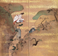 这种画面的风格，据说叫琳派，日本十七世纪、十八世纪的装饰画派，它追求纯日本趣味的装饰美，在日本美术史上占有重要位置。 ​​​​
