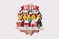 圣诞节节日社区场景2.5D插画素材 Xmas time