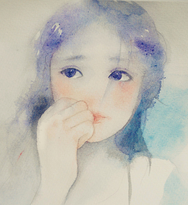 云小盐  的插画 不高兴少女