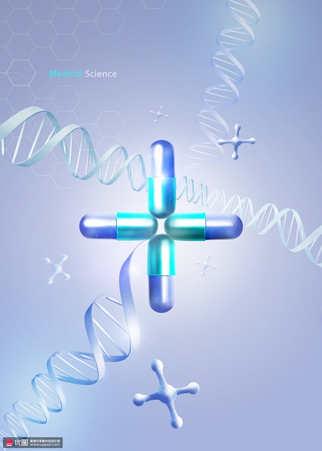 医疗海报药物研发基因链细胞医学
