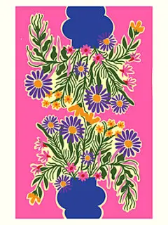 图源免费EPS |Aesthetic abstract plants and flowers in vases, pots hand drawn vector illustration background. Design for wall art, decoration, print, poster, cover and wallpaper.