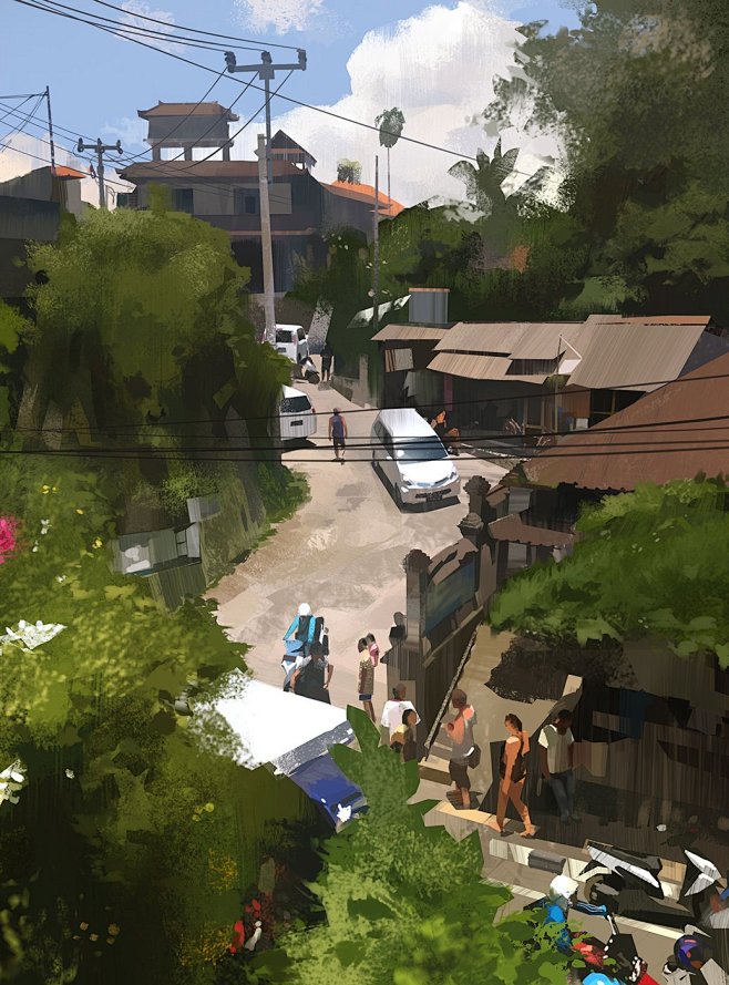 {插画系列}现代城市室外场景(插画).....