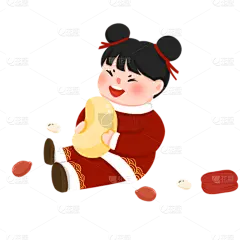 卡通感腊八节女生元素贴纸