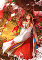 #东方project#
#博丽灵梦#
1girl bare_shoulders bow brown_eyes cherry_blossoms detached_sleeves dress embellished_costume flower hair_bow hair_flower hair_ornament hair_ribbon hair_tubes hakurei_reimu highres long_sleeves mimi_n oriental_umbrella red_dress ribbon