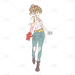 高质量人物插画-少女漫画贴纸