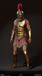 Athenian Heavy Soldier, Sabin Lalancette : I did the sculpting, game mesh, baking, texture painting for the different versions of the Athenian Heavy Soldiers.

All the incredible metal, leather and cloth shaders in the game we're developped by Mathieu Gou