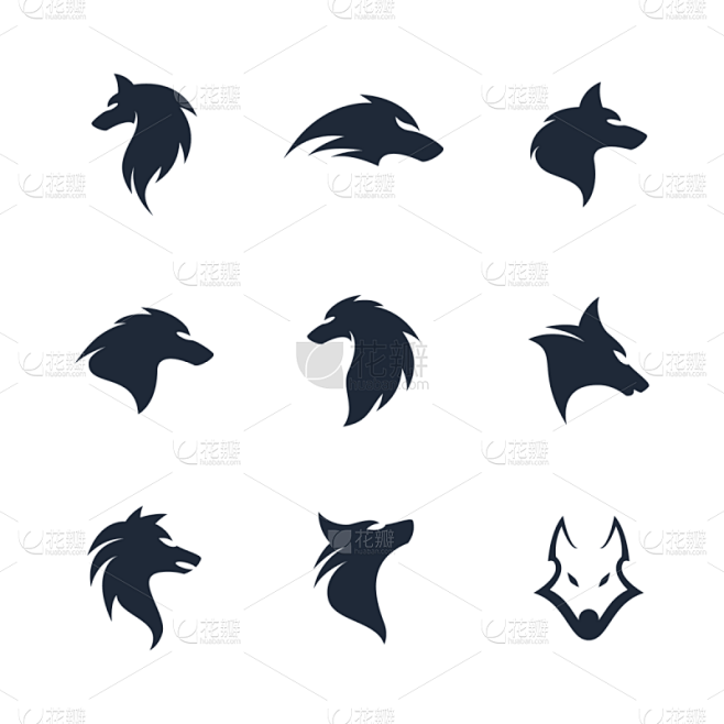 矢量,图标,狼,轮廓,红色,符号,野生动物,图像,美,狗