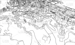 轮廓,概念,城市,金属丝,时尚,建筑结构,地形,三维图形,白色,艺术