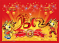 福气春节卡通龙贺-2012龙年大吉春节海报展板宣传单psd背景图