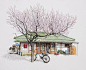 街头的小便利店，充满了生活气息| 朝鲜艺术家Me Kyeoung Lee ​​​​