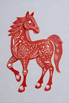 马形象剪纸创作设计元素