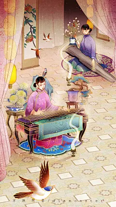 抖音非遗合伙人计划插画海报插画商业插画方块阿兽 - 原创作品 -  