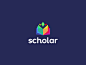 Scholar App Logo Design pages colors colorful book brand design identity icon logo