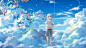 Anime 3840x2160 anime Tokyo Ghoul Kaneki Ken butterfly clouds sky anime boys heterochromia