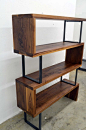 Modern Walnut wood and steel ribbon bookshelf - i bet i could make something like this.