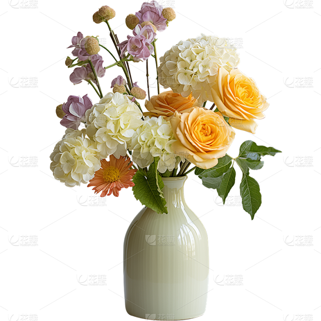 植物通用简约陶瓷实景鲜花花瓶元素素材