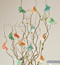 DIY-用树枝和纸蝴蝶DIY桌花教程