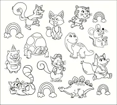 简笔画可爱卡通动物  - 源文件下载【酷图网】简笔猫,简笔画动物,可爱动物,动物矢量素材,动物插画,扁平动物插画,丛林动物,卡通动物,手绘动物,动物矢量插画,动物插图