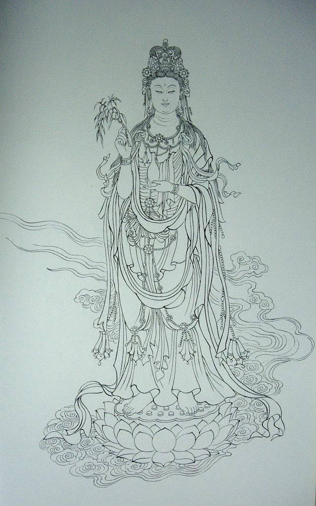 发几张程宗元的观音白描 - 【工笔画素材...