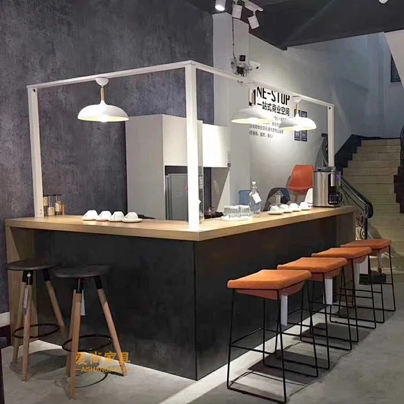 公司前台接待台酒吧咖啡厅奶茶店茶水间转角吧台休闲区loft吧台桌_2273782007-花瓣网