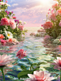 花园水景AI场景 电商背景素材