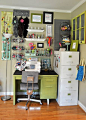 Love the fun colors and organization in this craft room!