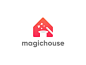 Magichouse Logo vector minimal flat 3d concept creative negative colorfull gradient flat home house magic wand star hat app design icon illustration logo