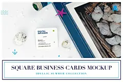 可爱清新的方形名片卡片VI样机展示模型mockups-样机模版-美工云(meigongyun.com)