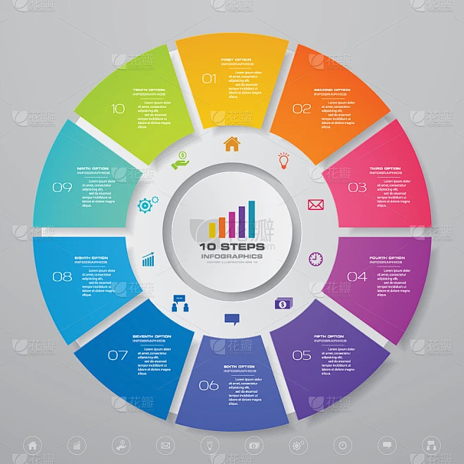 10 steps cycle chart infographics elements for dat素材-花瓣网