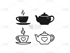 杯,直的,轮廓,茶壶,计算机图标,扁平化设计,茶,饮料,可爱的,倒