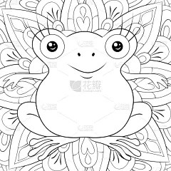可爱的,青蛙,成年的,华丽的,动物,洋葱花,乱画,轮廓,着色,冥想
