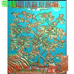 牡丹69雕刻灰度石雕浮雕精雕图 国色天香花鸟花开￿265264191