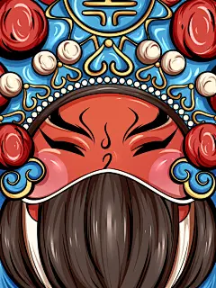 红蓝手绘大气创意戏剧人物插画素材