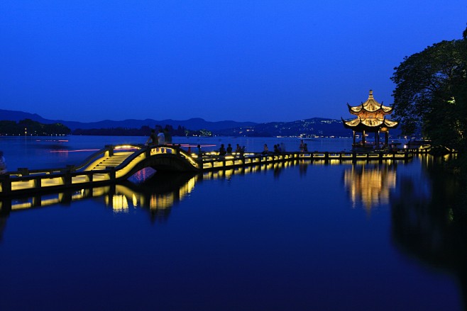 浙江杭州西湖夜景