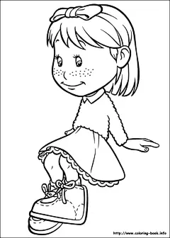 卡通坐着的小女孩手绘线稿图片