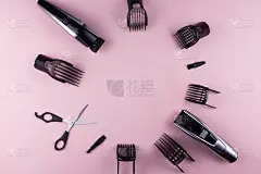 头发剪粉背景。
