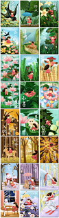 二十四节气24节气传统节日卡通手绘插图插画psd海报模板设计素材-淘宝网