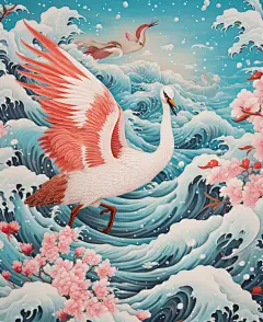 中国七夕壁纸仙鹤鸟艺绘画