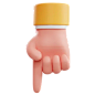 Pointing Down Finger Hand Gesture 3D Icon