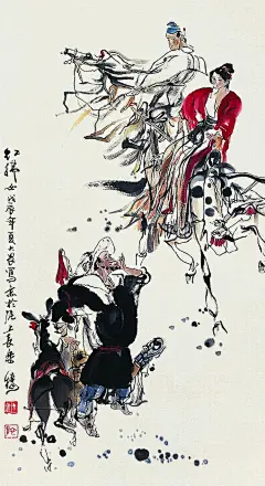 施大畏人物画-红拂女