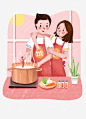 卡通手绘做饭的情侣高清素材 人物插图 做饭的情侣 创意 动漫动画 卡通手绘 简约 免抠png 设计图片 免费下载