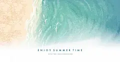 手绘夏天海滩大海插画背景矢量图设计素材