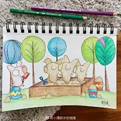 小清新风，彩色铅笔画~ 
ins：prof_pongshu ​ （转）via @ins插画 ​​​​