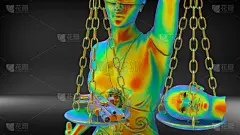 正义尺度符号-法律法律概念图像三维渲染