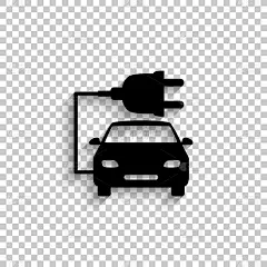 汽车生态-黑色矢量图标与阴影