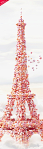 彩糖豆组成的艾菲尔铁塔，一起品尝巴黎的浪漫吧。