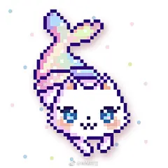 Instagram上看到的图1图2，简直让老夫的少女心砰砰砰了！立刻点了两个图纸，顺带做了壁纸，头像！（我等不及做成品以后发了）这个我自己也会拼，然后美人鱼喵身上用水钻装饰，肯定很好看！！！（最后一张凑数的）#我爱拼豆# ​​​​