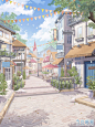 Fantasy City, Fantasy Places, Fantasy World, Fantasy Aesthetic, City Aesthetic, Beautiful Landscape Wallpaper, Beautiful Landscapes, Manga Anime, Anime City