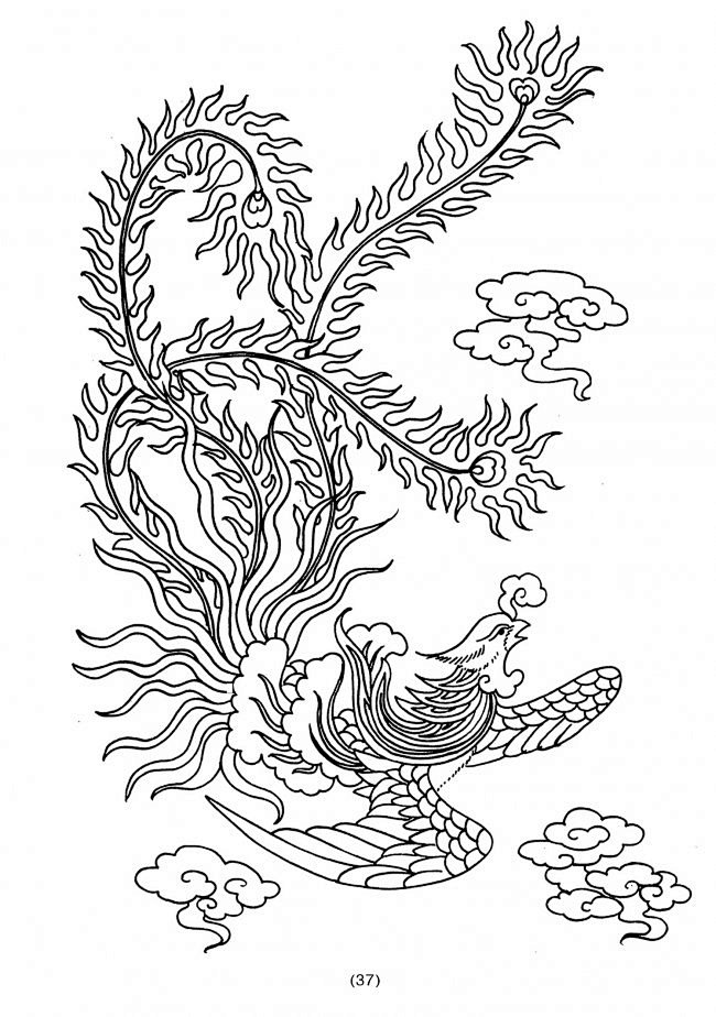 半背凤凰纹身图案