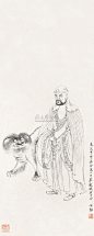 改琦——白描【道光甲申春分后二日，摹龙眠居士本】人物 立轴欣赏 | 
清|改琦(1773-1828)字伯韫号香白，又号七芗、玉壶山人、百蕴生、改伯、横泖渔父等。工仕女人物佛像花鸟兰竹。宗法华喦，喜用兰叶描，仕女衣纹细秀，树石背景简逸，造型纤细，敷色清雅，创立了仕女画新的体格，时人称为"改派"。